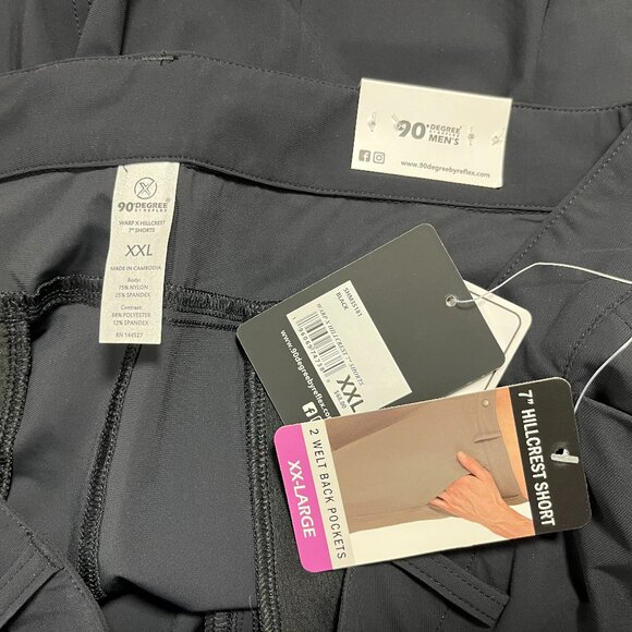 90 Degree by Reflex Men's Black Warp 7" Hillcrest Shorts - Size XXL (38") - NWT - Picture 4 of 5
